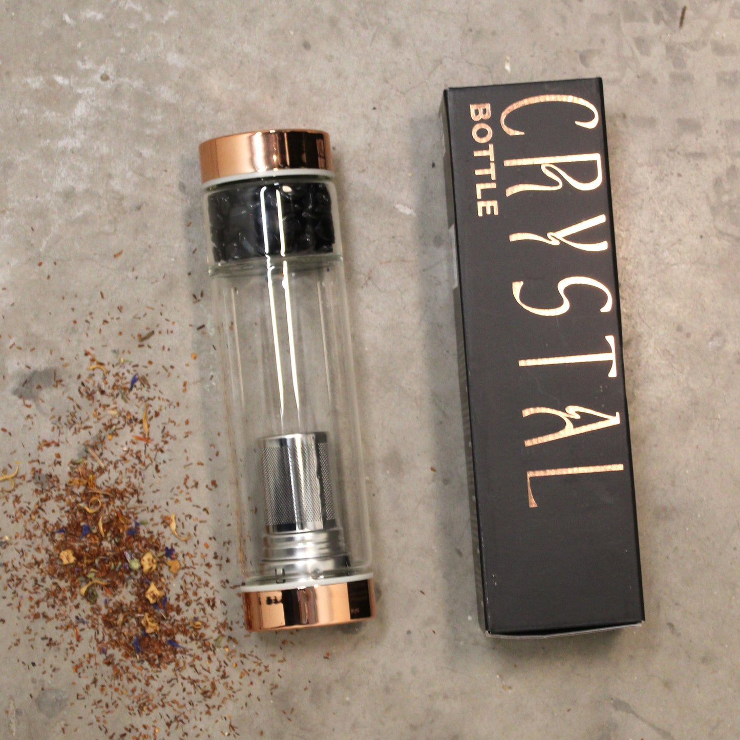 crystal glass tea infuser bottle_Rosebuds Aroma