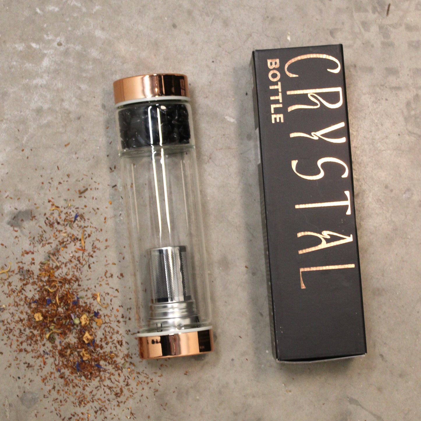 crystal glass tea infuser bottle_Rosebuds Aroma 