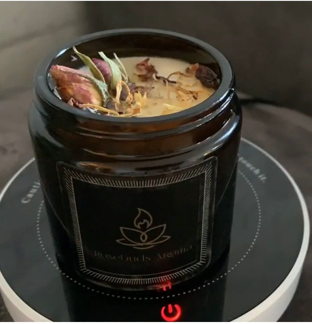 wickless candle with dried flowers- Rosebuds Aroma