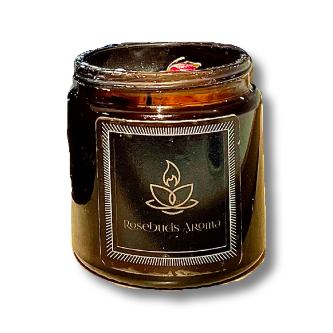 wickless candle with dried flowers- Rosebuds Aroma