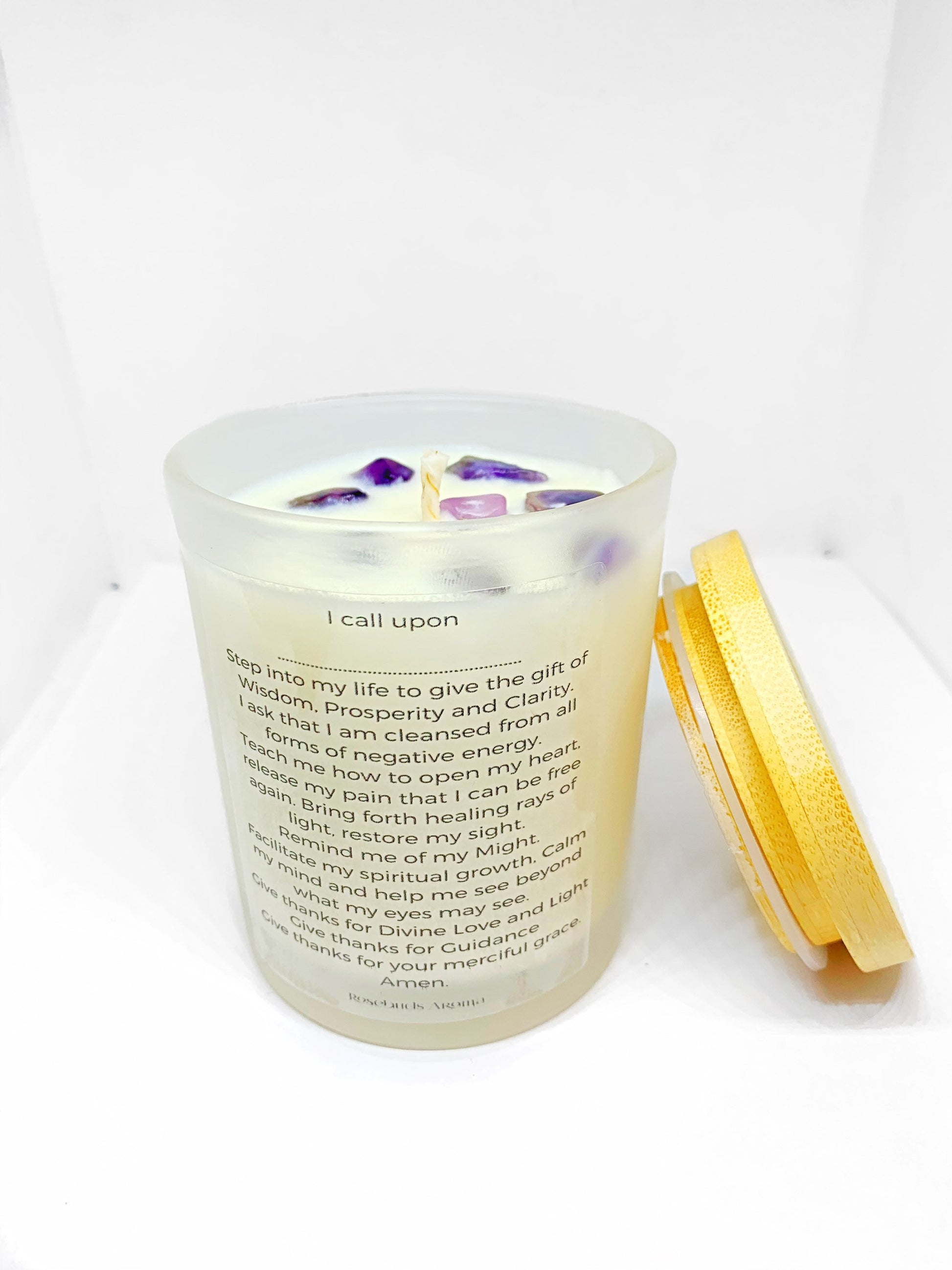 Amethyst Manifestation Prayer Candle - Rosebuds Aroma